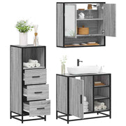 3 pcs Conjunto móveis casa de banho madeira proc. cinza sonoma