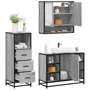 3 pcs Conjunto móveis casa de banho madeira proc. cinza sonoma