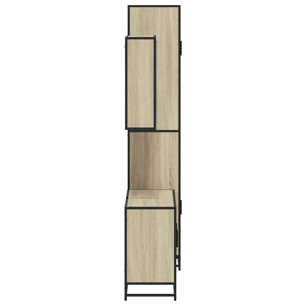 3 pcs conj. móveis casa banho derivados madeira carvalho sonoma