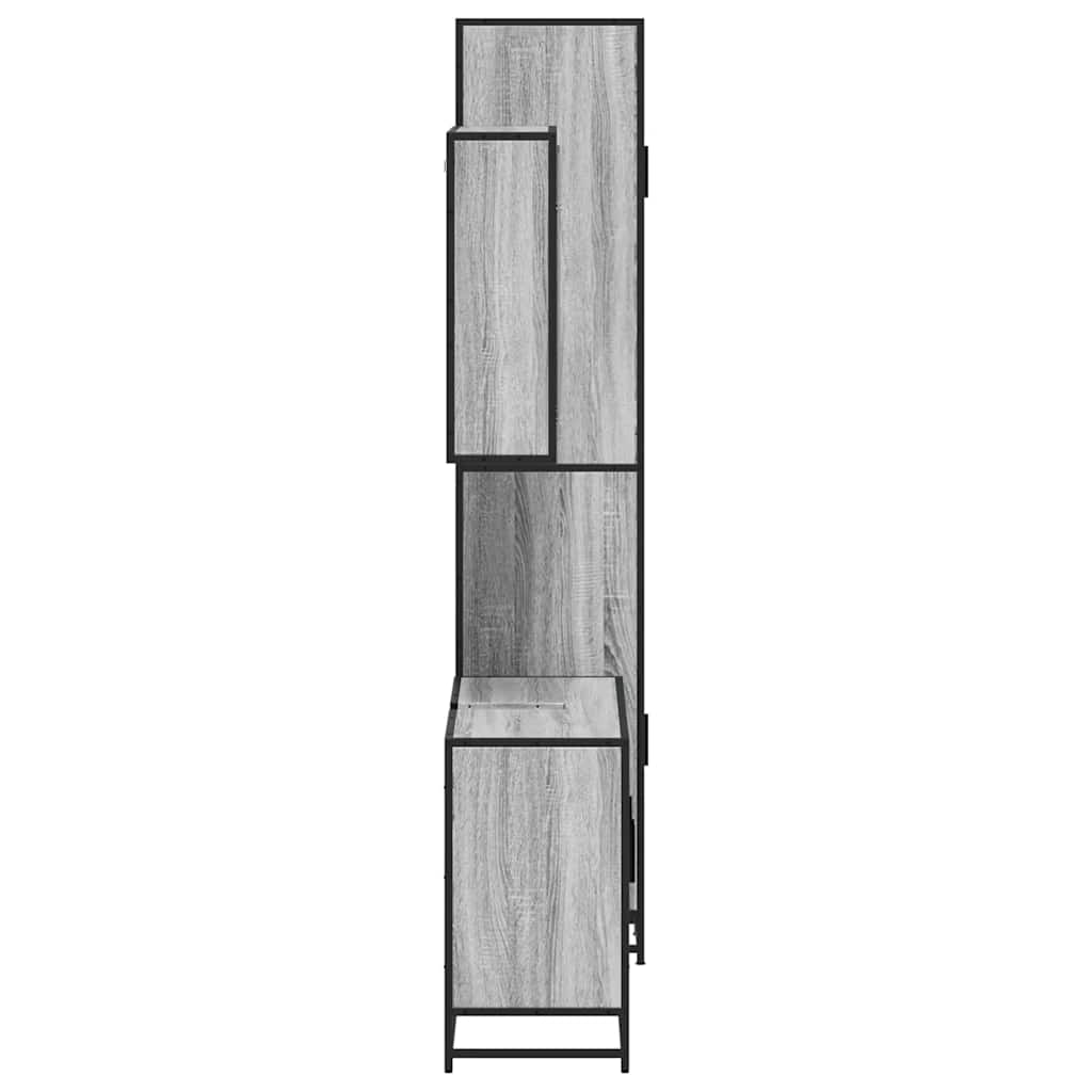 3 pcs Conjunto móveis casa de banho madeira proc. cinza sonoma
