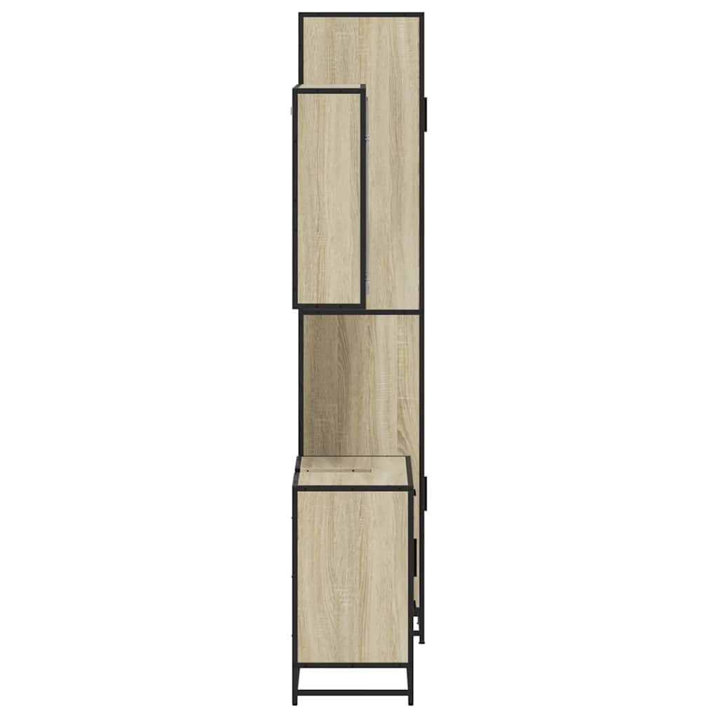 3 pcs conj. móveis casa banho derivados madeira carvalho sonoma