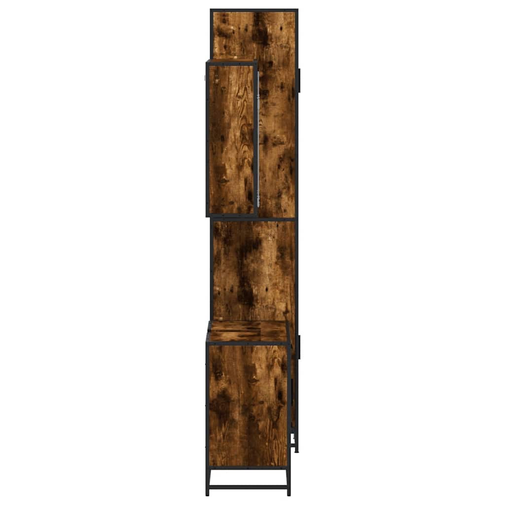 3 pcs conjunto de móveis WC madeira processada carvalho fumado