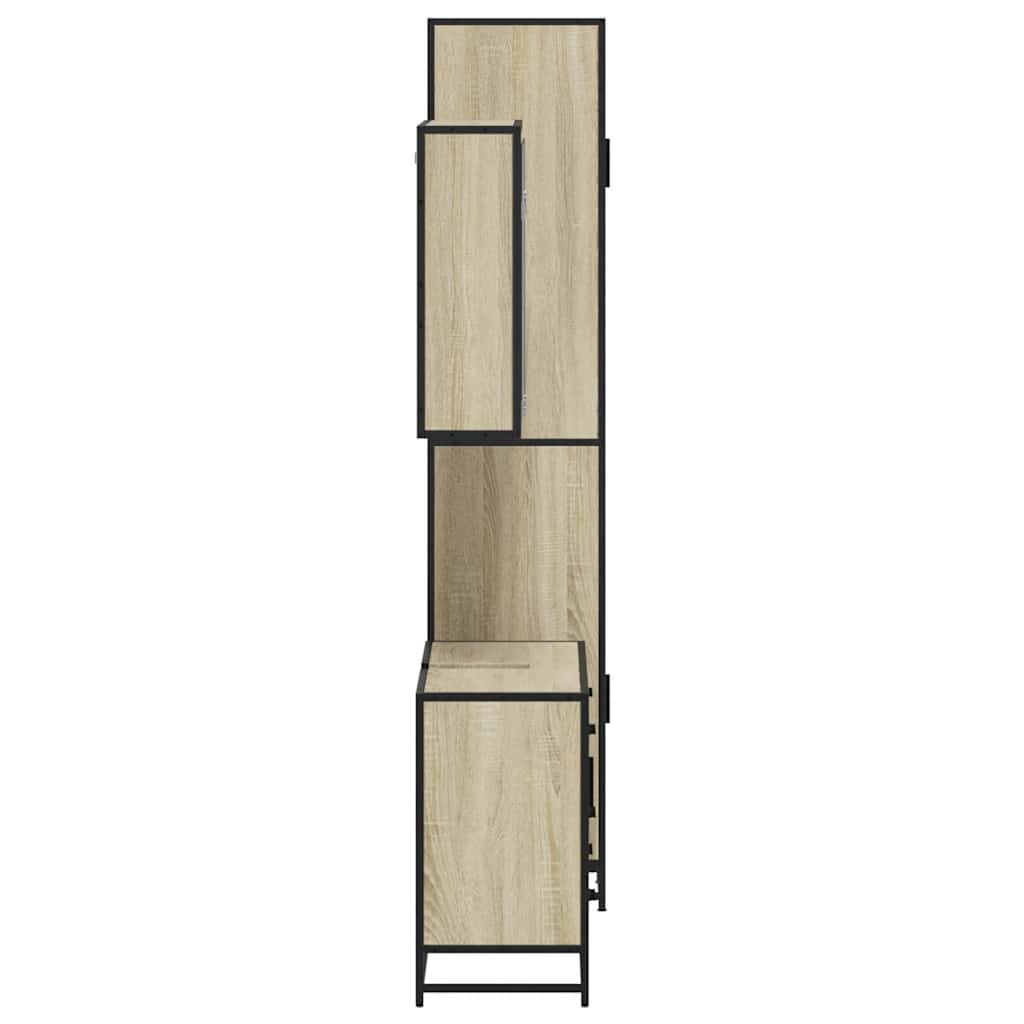 3 pcs conj. móveis casa banho derivados madeira carvalho sonoma