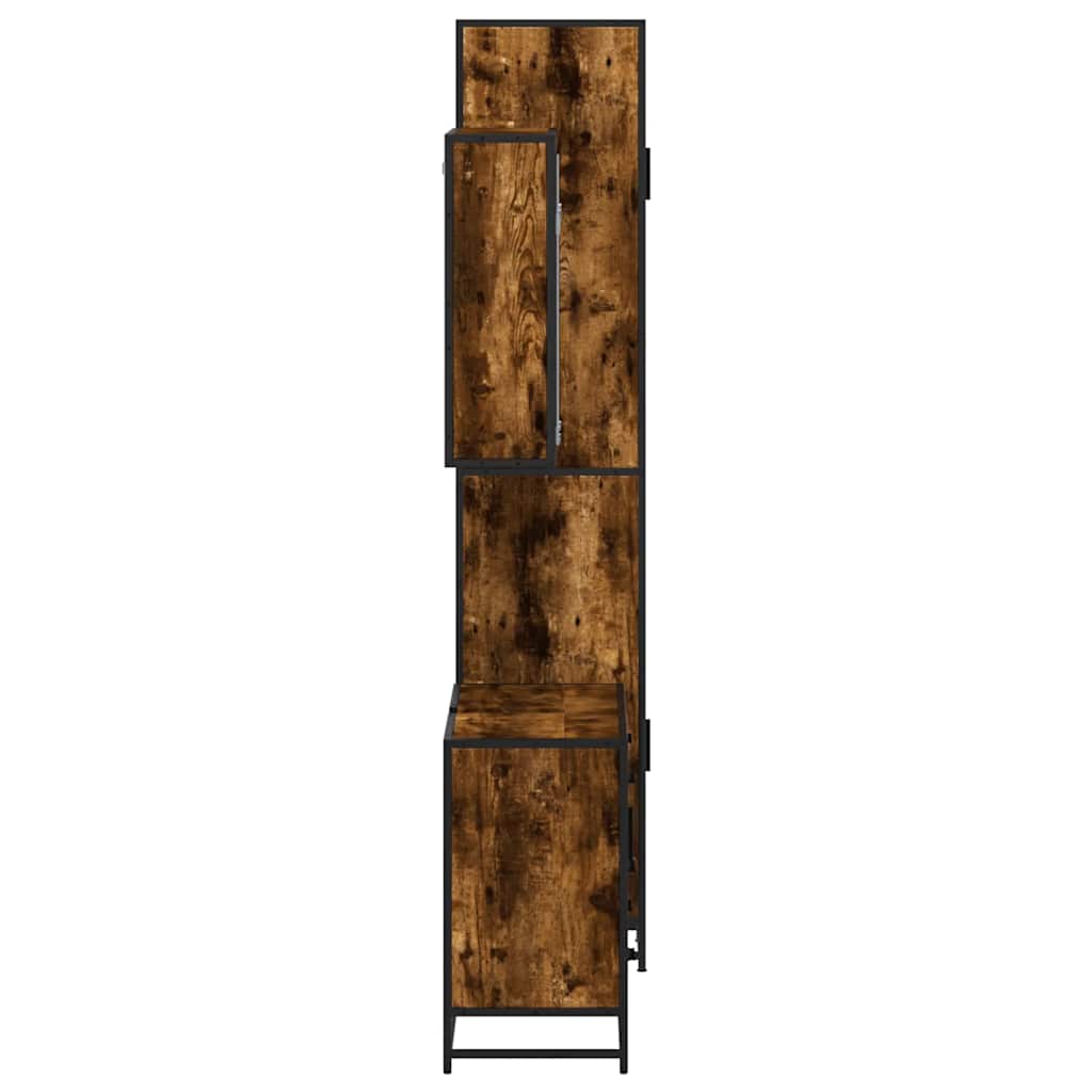 3 pcs conjunto de móveis WC madeira processada carvalho fumado