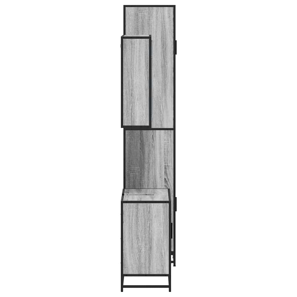 3 pcs Conjunto móveis casa de banho madeira proc. cinza sonoma