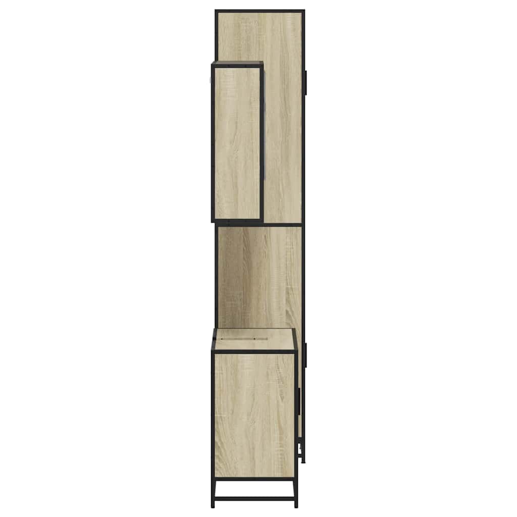 3 pcs conj. móveis casa banho derivados madeira carvalho sonoma