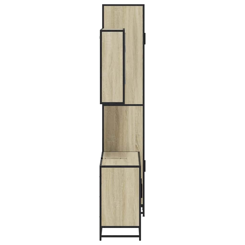 3 pcs conj. móveis casa banho derivados madeira carvalho sonoma