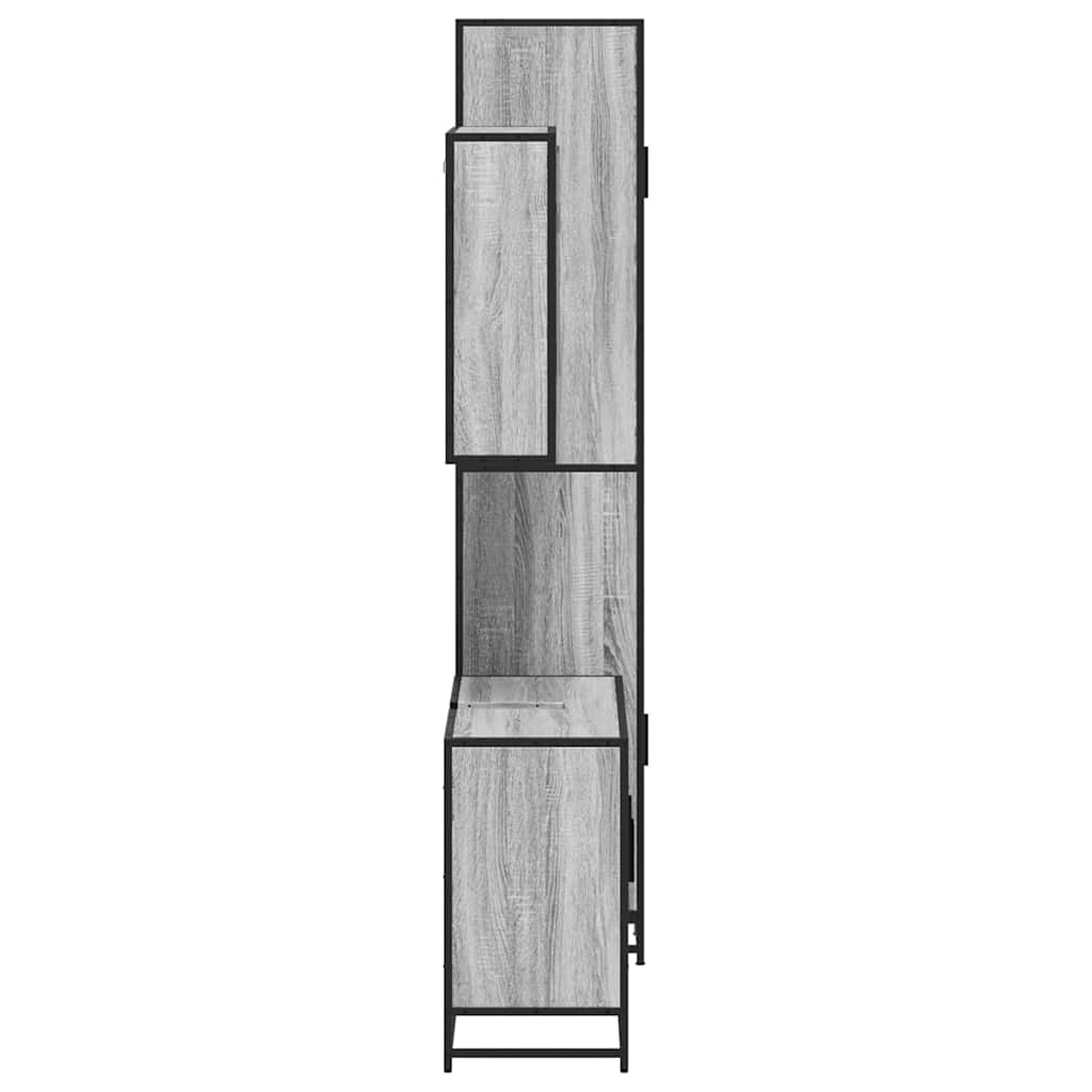 3 pcs Conjunto móveis casa de banho madeira proc. cinza sonoma
