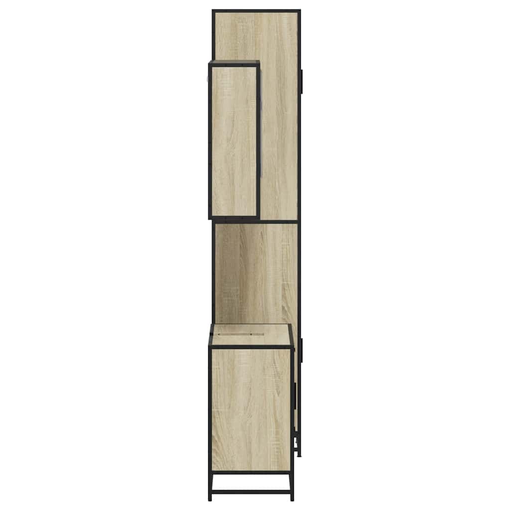 3 pcs conj. móveis casa banho derivados madeira carvalho sonoma