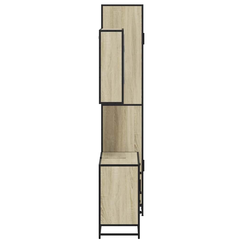 3 pcs conj. móveis casa banho derivados madeira carvalho sonoma