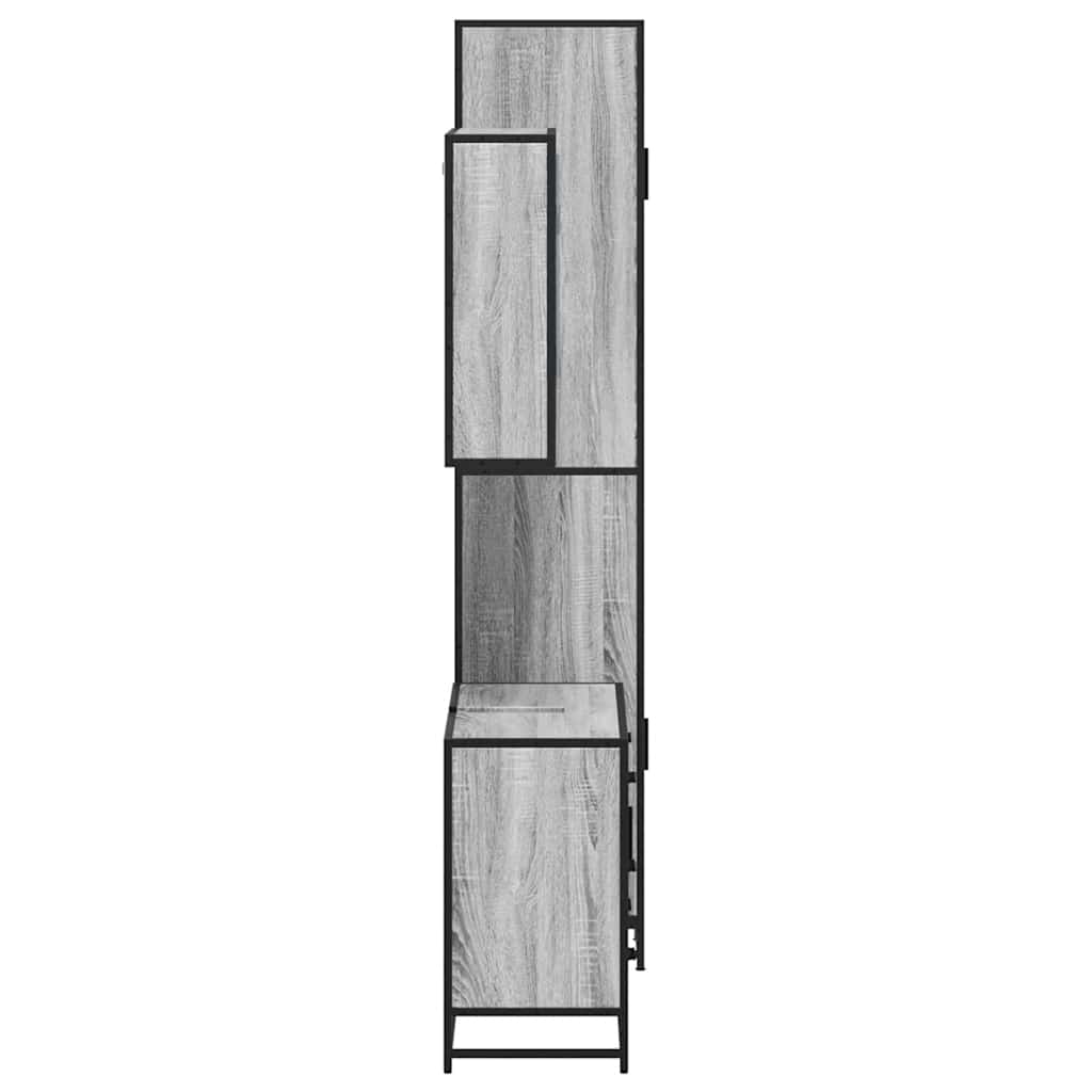 3 pcs Conjunto móveis casa de banho madeira proc. cinza sonoma