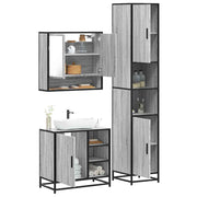 3 pcs Conjunto móveis casa de banho madeira proc. cinza sonoma
