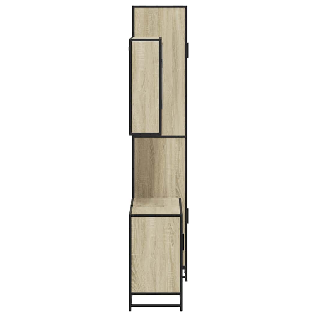 3 pcs conj. móveis casa banho derivados madeira carvalho sonoma