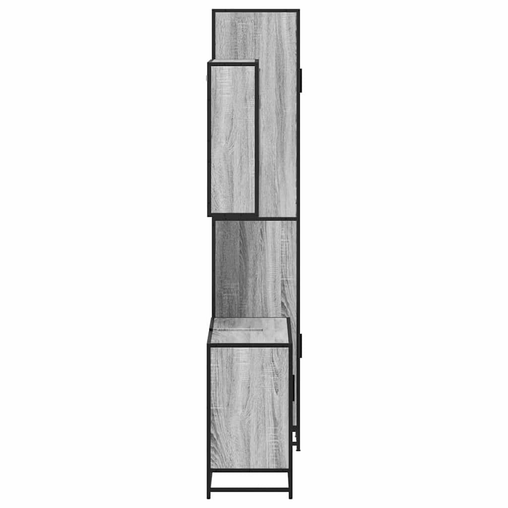 3 pcs Conjunto móveis casa de banho madeira proc. cinza sonoma