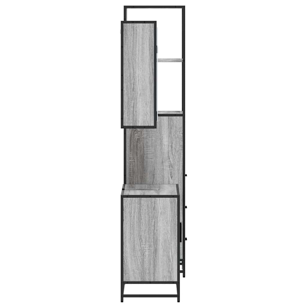 3 pcs Conjunto móveis casa de banho madeira proc. cinza sonoma