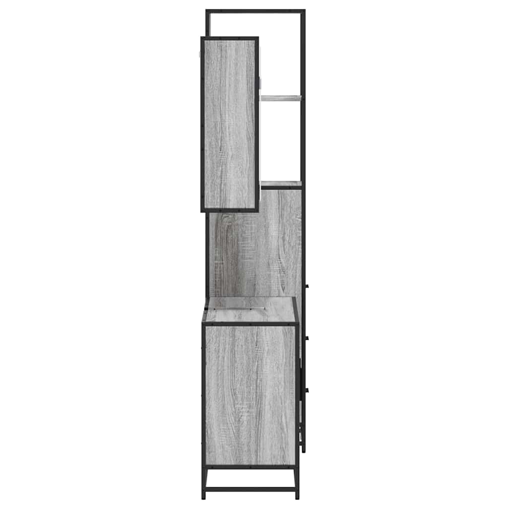 3 pcs Conjunto móveis casa de banho madeira proc. cinza sonoma