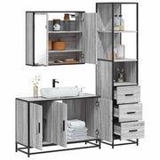 3 pcs Conjunto móveis casa de banho madeira proc. cinza sonoma
