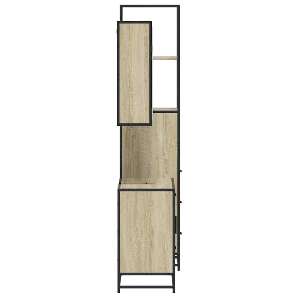 3 pcs conj. móveis casa banho derivados madeira carvalho sonoma