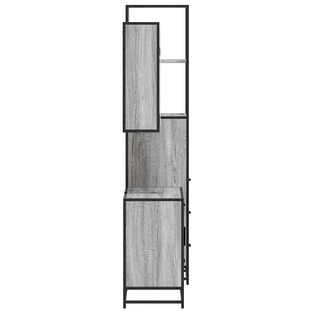 3 pcs Conjunto móveis casa de banho madeira proc. cinza sonoma