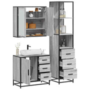 3 pcs Conjunto móveis casa de banho madeira proc. cinza sonoma