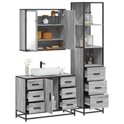 3 pcs Conjunto móveis casa de banho madeira proc. cinza sonoma
