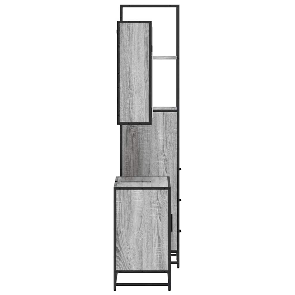 3 pcs Conjunto móveis casa de banho madeira proc. cinza sonoma