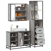 3 pcs Conjunto móveis casa de banho madeira proc. cinza sonoma