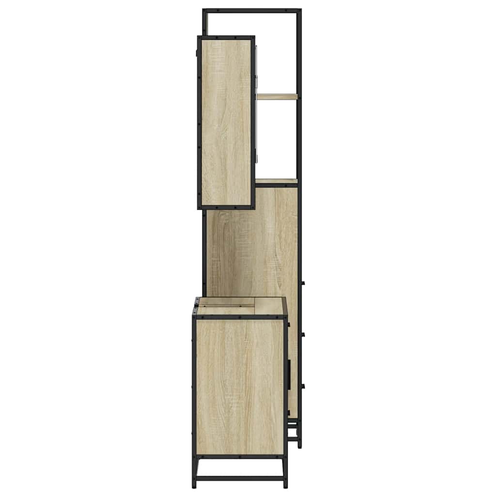 3 pcs conj. móveis casa banho derivados madeira carvalho sonoma