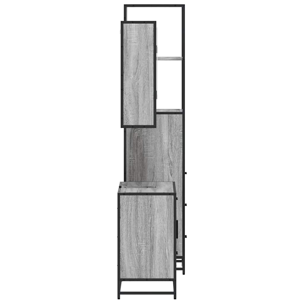 3 pcs Conjunto móveis casa de banho madeira proc. cinza sonoma