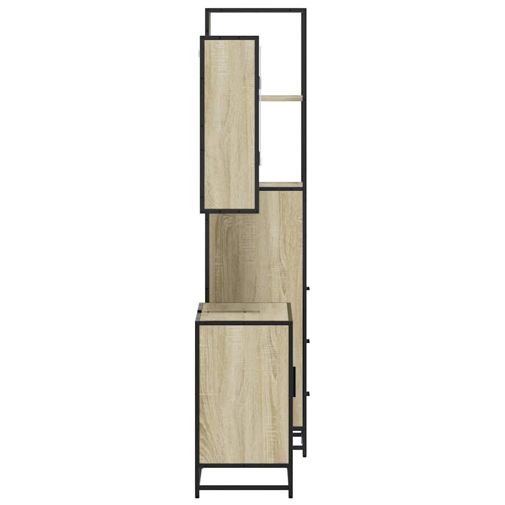 3 pcs conj. móveis casa banho derivados madeira carvalho sonoma