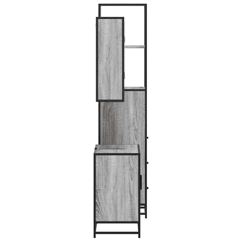 3 pcs Conjunto móveis casa de banho madeira proc. cinza sonoma