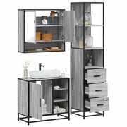 3 pcs Conjunto móveis casa de banho madeira proc. cinza sonoma