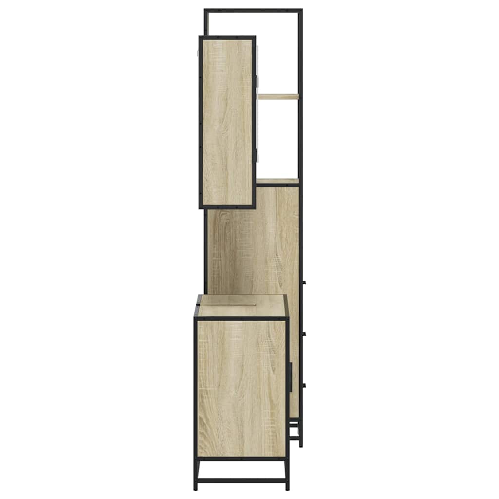 3 pcs conj. móveis casa banho derivados madeira carvalho sonoma