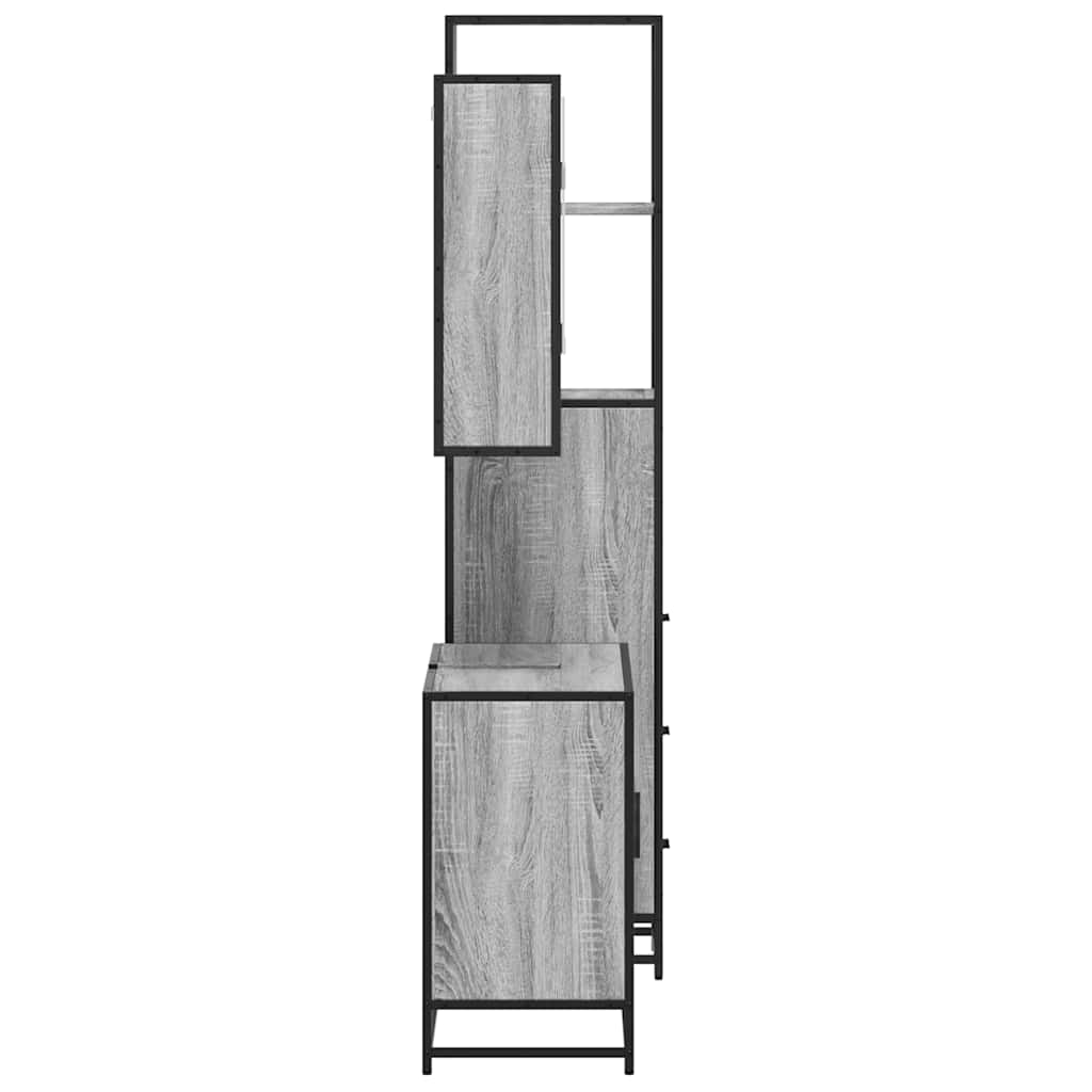 3 pcs Conjunto móveis casa de banho madeira proc. cinza sonoma