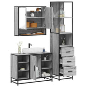 3 pcs Conjunto móveis casa de banho madeira proc. cinza sonoma