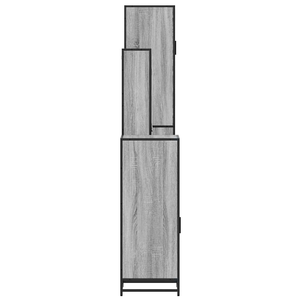 4 pcs Conjunto móveis casa de banho madeira proc. cinza sonoma
