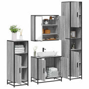 4 pcs Conjunto móveis casa de banho madeira proc. cinza sonoma
