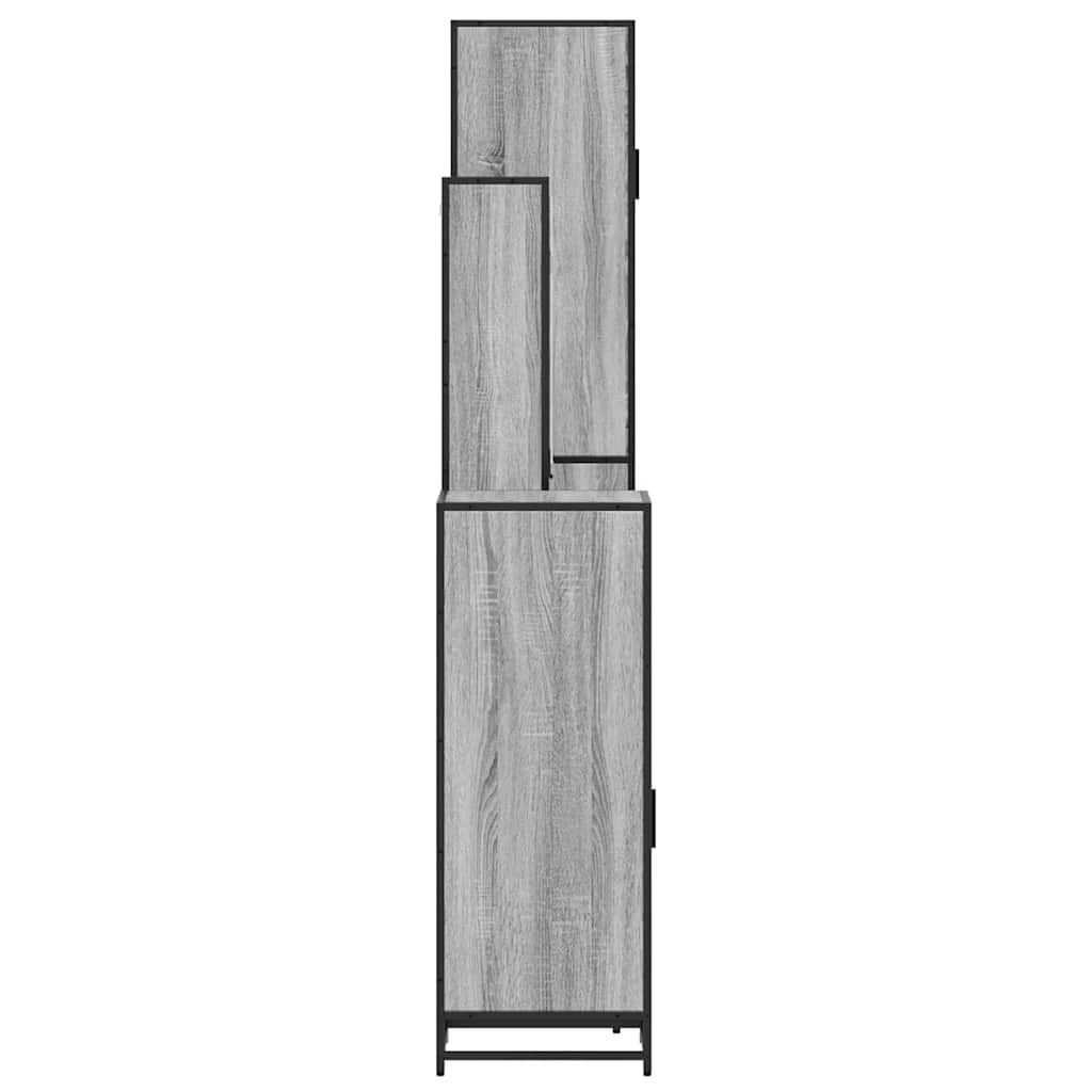 4 pcs Conjunto móveis casa de banho madeira proc. cinza sonoma