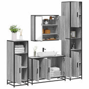 4 pcs Conjunto móveis casa de banho madeira proc. cinza sonoma