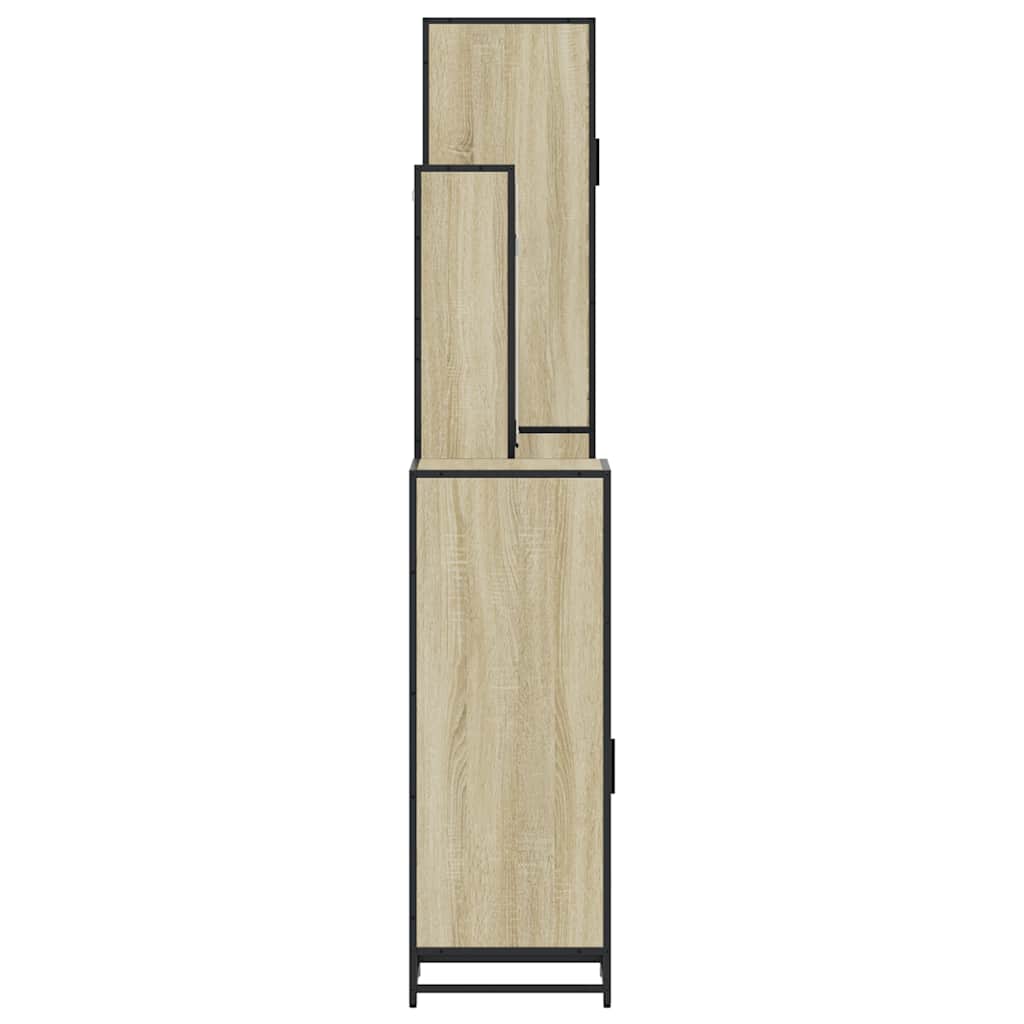 4 pcs conj. móveis casa banho derivados madeira carvalho sonoma