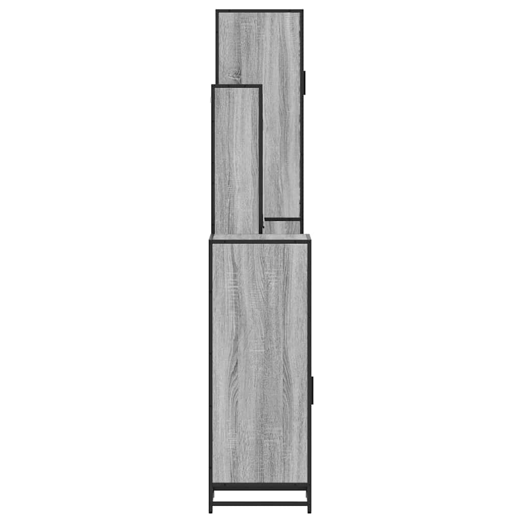 4 pcs Conjunto móveis casa de banho madeira proc. cinza sonoma