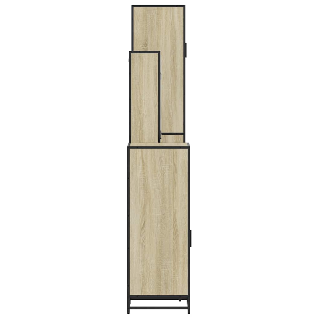 4 pcs conj. móveis casa banho derivados madeira carvalho sonoma