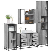 4 pcs Conjunto móveis casa de banho madeira proc. cinza sonoma