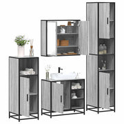 4 pcs Conjunto móveis casa de banho madeira proc. cinza sonoma