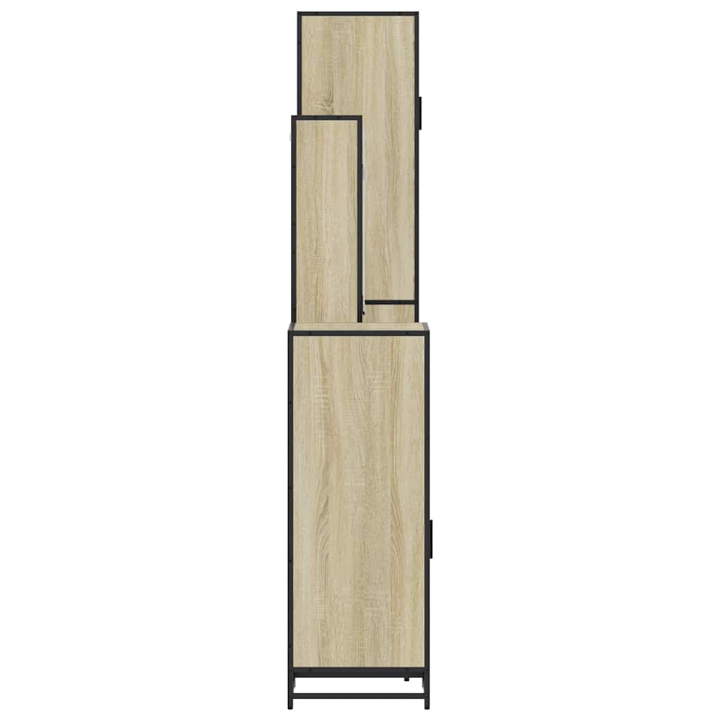 4 pcs conj. móveis casa banho derivados madeira carvalho sonoma