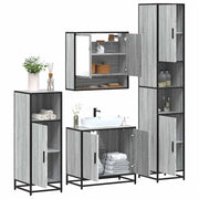4 pcs Conjunto móveis casa de banho madeira proc. cinza sonoma