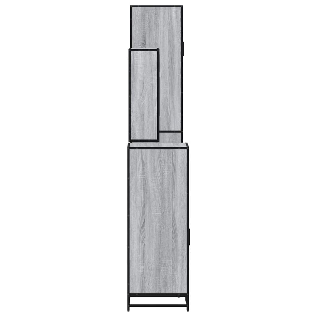 4 pcs Conjunto móveis casa de banho madeira proc. cinza sonoma