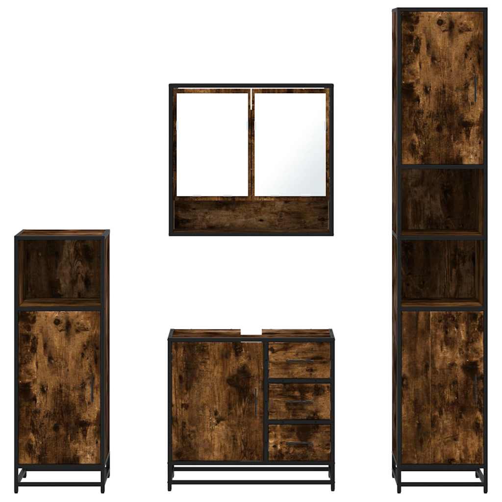 4pcs conjunto de móveis WC derivados de madeira carvalho fumado