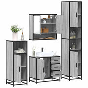 4 pcs Conjunto móveis casa de banho madeira proc. cinza sonoma