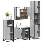 4 pcs Conjunto móveis casa de banho madeira proc. cinza sonoma